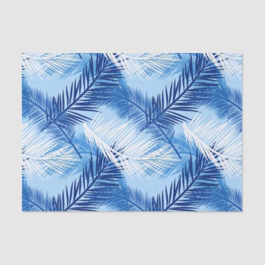 Palm Leaf Print, Cobalt, White en Sky Blue Tissuepapier (Voorkant)