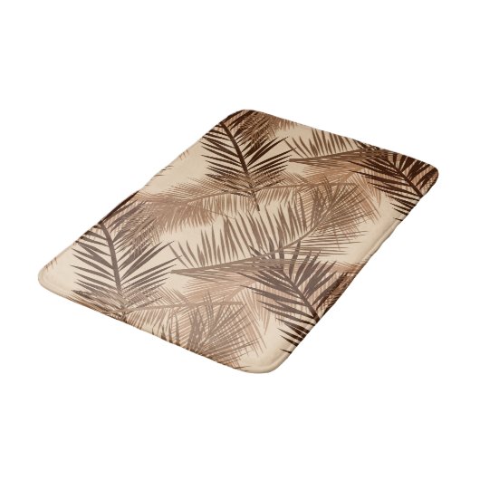 Palm Leaf Print, Dark Brown, Tan en Beige Badmat (Gekanteld)