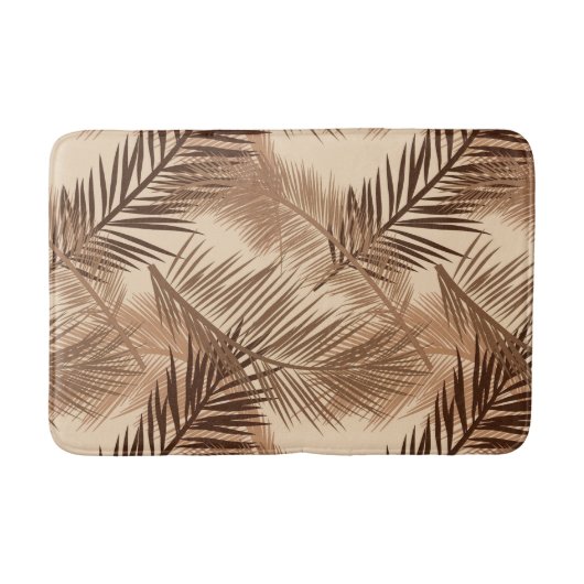 Palm Leaf Print, Dark Brown, Tan en Beige Badmat (Voorkant)