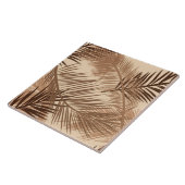 Palm Leaf Print, Dark Brown, Tan en Beige Tegeltje (Zijkant)