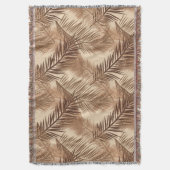 Palm Leaf Print, Donkerbruin, Tan en beige Deken (Voorkant Verticaal)