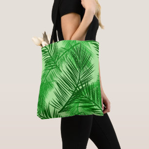 Palm Leaf Print, Emerald and Light Lime Green Draagtas
