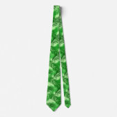 Palm Leaf Print, Emerald and Light Lime Green Stropdas (Voorkant)