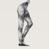 Palm Leaf Print, Grey / Grey, Black and White Leggings (Rechts)