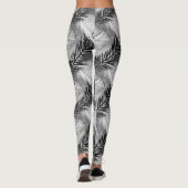 Palm Leaf Print, Grey / Grey, Black and White Leggings (Achterkant)