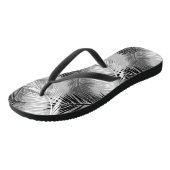 Palm Leaf Print, Grey / Grey, Black and White Teenslippers (Schuin)