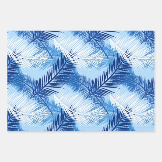 Palm Leaf Print, Groen, Zwart/Wit, Blauw, Tan Inpakpapier Vel (Voorkant 2)