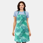 Palm Leaf Print, Turquoise, Blauwgroen en Aqua Sch Schort (Gedragen)