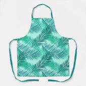 Palm Leaf Print, Turquoise, Blauwgroen en Aqua Sch Schort (Voorkant)