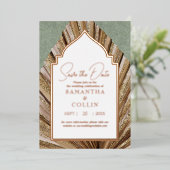 Palm Leaf Sage Green Save the Date Folie Uitnodiging (Staand Voorkant)