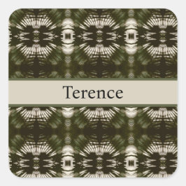 Palm Leaf Shadow Army Green, aanpasbaar Vierkante Sticker