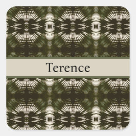 Palm Leaf Shadow Army Green, aanpasbaar Vierkante Sticker