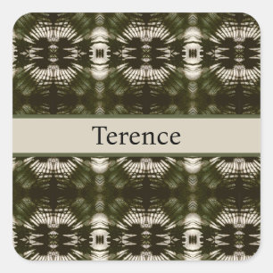 Palm Leaf Shadow Army Green, aanpasbaar Vierkante Sticker