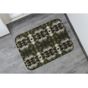 Palm Leaf Shadow Pattern in Army Green Badmat
