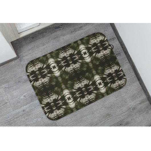 Palm Leaf Shadow Pattern in Army Green Badmat