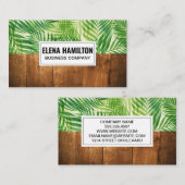 Palm Leaf Silver Wood Grain Visitekaartje (Voorkant / Achterkant)