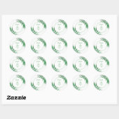 Palm Leaf Smaragd Groen Glitter Tropische Bruiloft Ronde Sticker (Vel)
