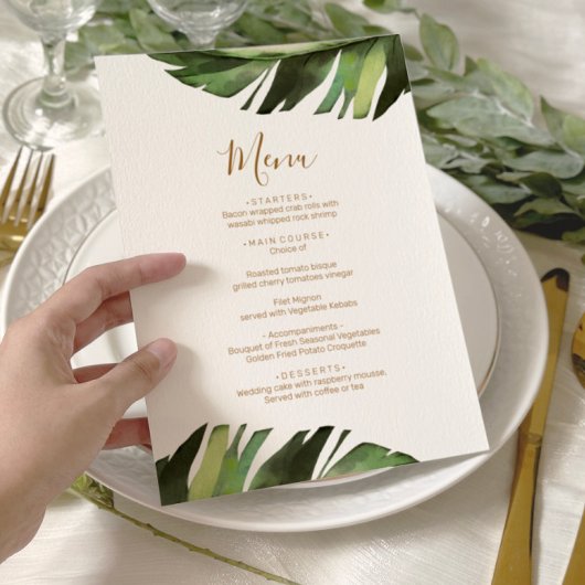 Palm Leaf Tropical Floral Minimal Douche Menu