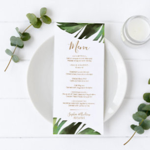 Palm Leaf Tropical Floral Minimal Menu Mariage