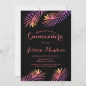 Palm Leaf Tropical Quinceañera Sweet 16 Invitation (Devant)