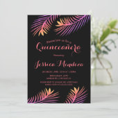 Palm Leaf Tropical Quinceañera Sweet 16 Invitation (Debout devant)