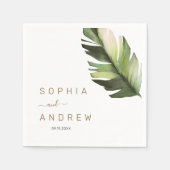 Palm Leaf Tropische Bloemen Bruiloft Servet (Voorkant)