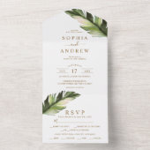 Palm Leaf Weddenschap All In One Uitnodiging (Binnen)