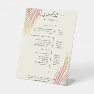 Palm Leafy Salon prijslijst Reclamebord Met Voetstuk