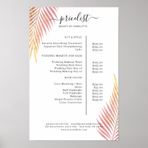 Palm Leafy Salon Prix Liste Poster