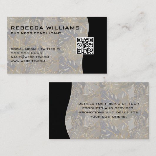Palm Leaves Achtergrond | QR Code Visitekaartje (Voorkant / Achterkant)