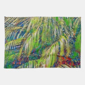 Palm Leaves Art in Green Kitchen Towel Theedoek (Horizontaal)