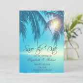 Palm Leaves Beach Blue Save The Date (Debout devant)