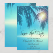 Palm Leaves Beach Blue Save The Date (Devant / Derrière)