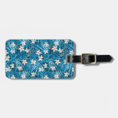 Palm Leaves Blue Pattern Bagagelabel (Voorkant horizontaal)