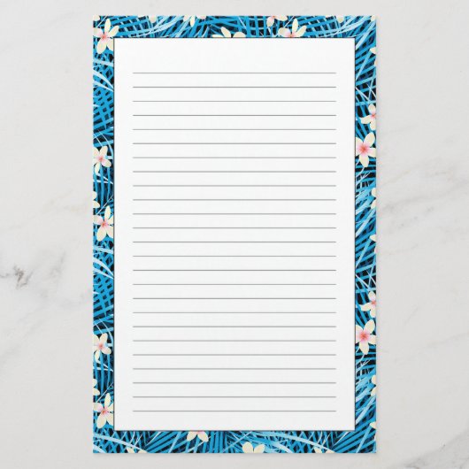 Palm Leaves Blue Pattern Briefpapier (Voorkant)