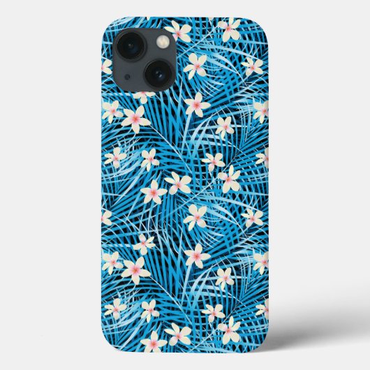 Palm Leaves Blue Pattern Case-Mate iPhone Case (Achterkant)