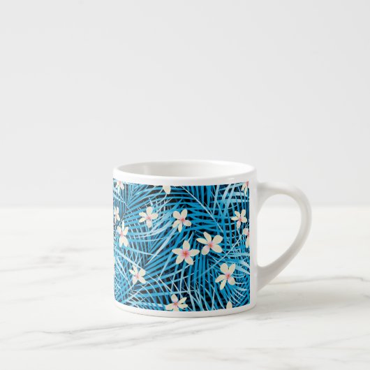 Palm Leaves Blue Pattern Espresso Kop (Rechts)