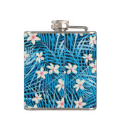 Palm Leaves Blue Pattern Heupfles (Achterkant)