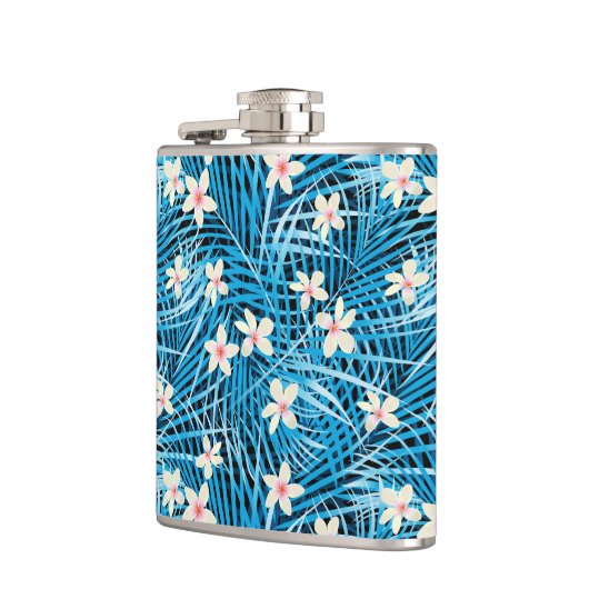 Palm Leaves Blue Pattern Heupfles (Links)