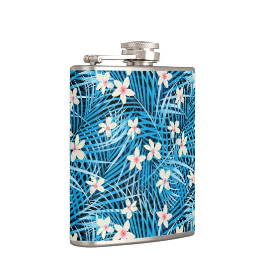 Palm Leaves Blue Pattern Heupfles (Rechts)