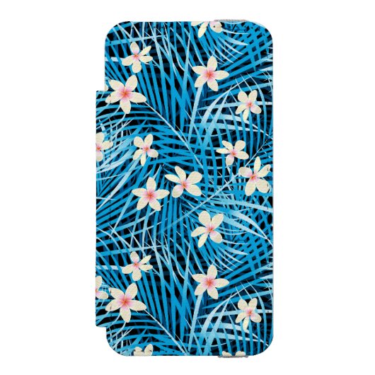Palm Leaves Blue Pattern Incipio iPhone Portemonnee Hoesje (Voorkant Agenda)