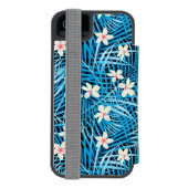 Palm Leaves Blue Pattern Incipio iPhone Portemonnee Hoesje (Agenda Achterkant)