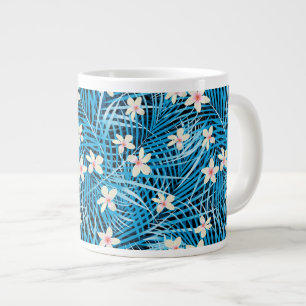 Palm Leaves Blue Pattern Jumbo Mok