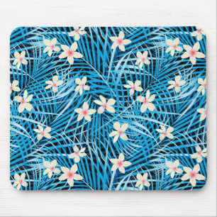 Palm Leaves Blue Pattern Muismat