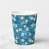 Palm Leaves Blue Pattern Papieren Bekers (Voorkant)
