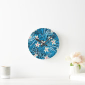 Palm Leaves Blue Pattern Ronde Klok (Huis)