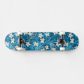 Palm Leaves Blue Pattern Skateboard (Horizontaal)