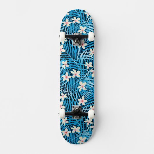 Palm Leaves Blue Pattern Skateboard (Voorkant)