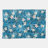 Palm Leaves Blue Pattern Theedoek (Horizontaal)