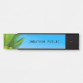 Palm Leaves Blue Sky Modern Natuur Sjabloon Deurbordje (Voorkant)